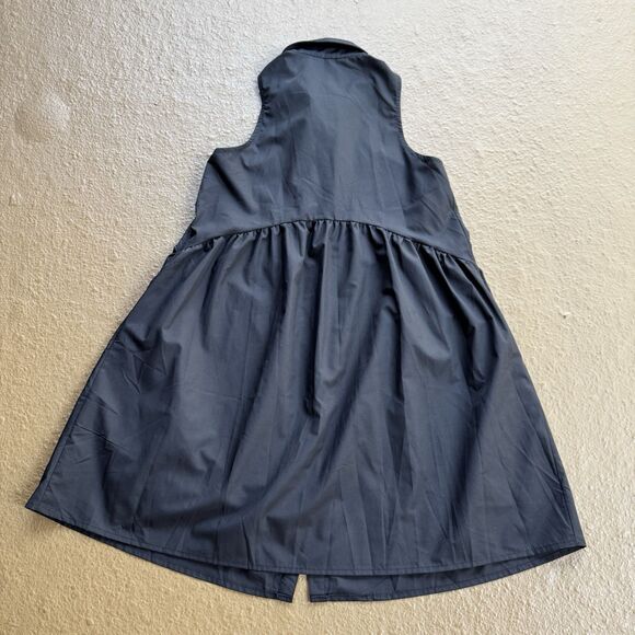 NWT Collared Shirt Dress Sz S Casual Loose Button Down Mini V Neck Tunic Pockets - Picture 2 of 16